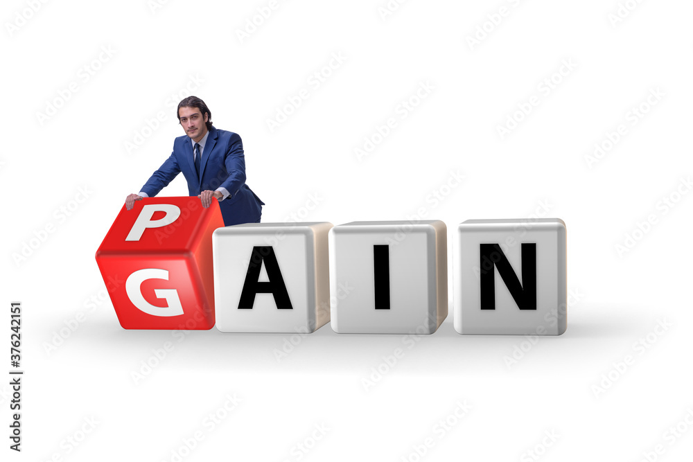 No pain no gain concept with businessman No pain no gain concept with businessman