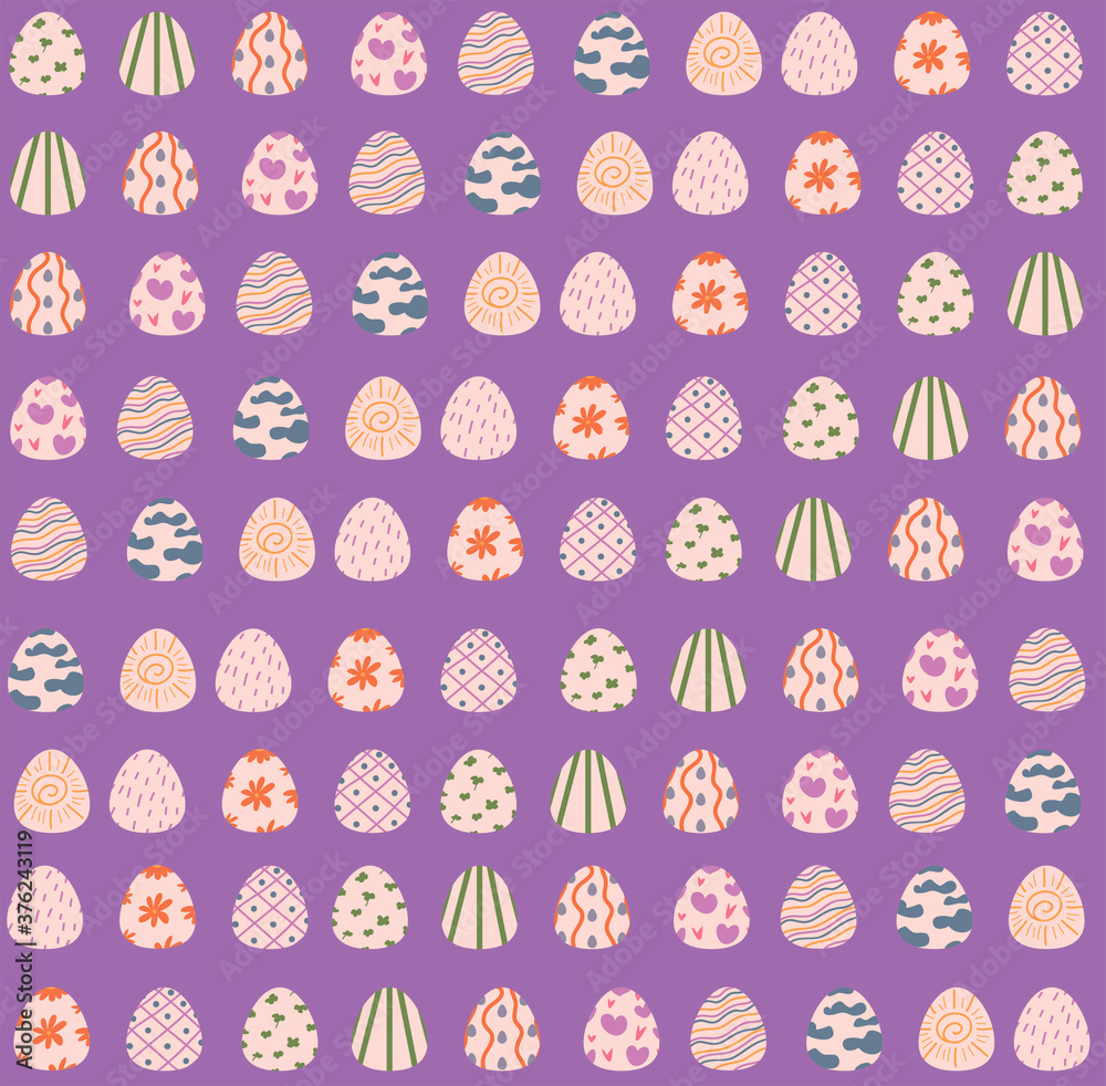 pattern with Easter eggs. pattern on a bright purple background. holy easter. decoration for printing wrapping paper
