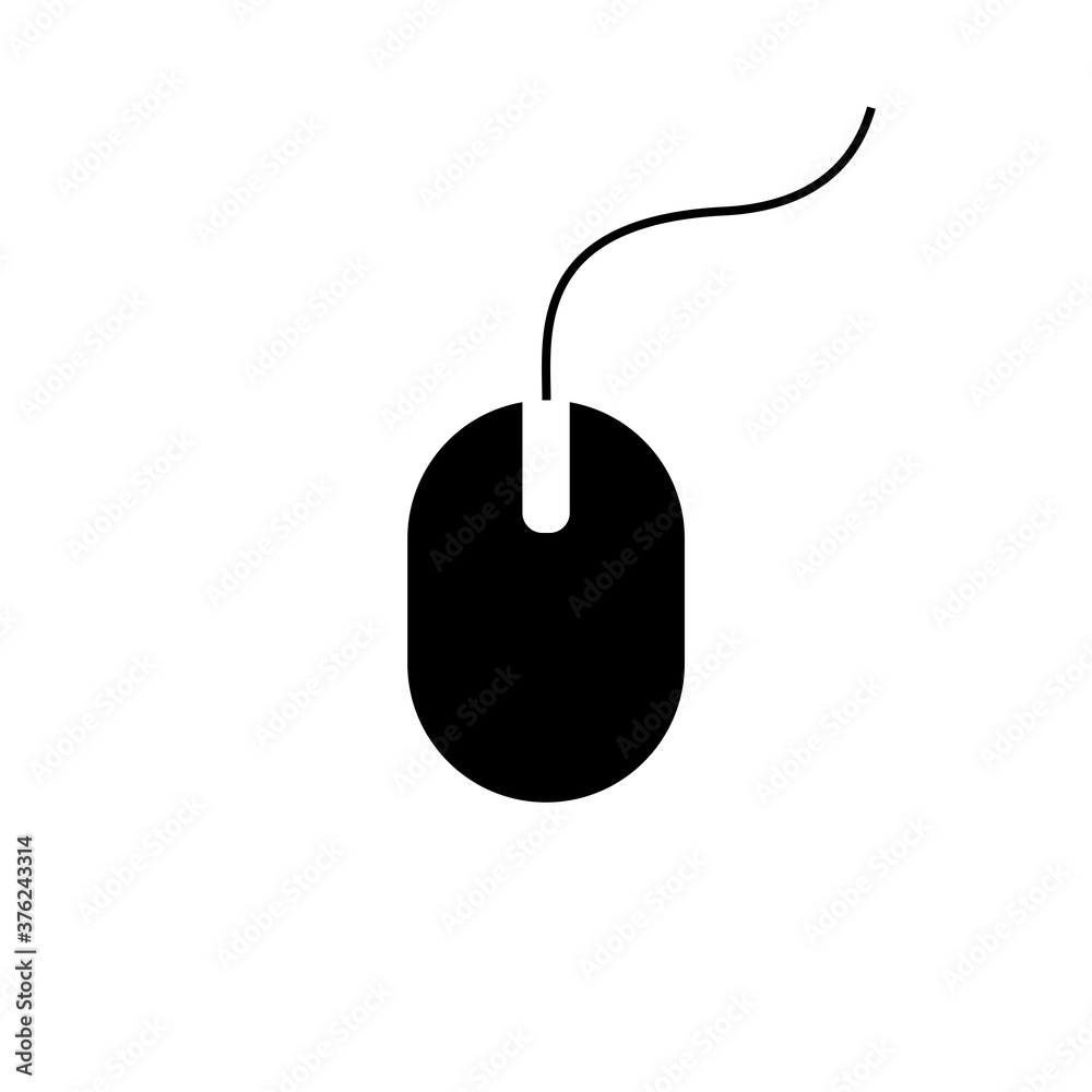 Icono de ratón de computadora. Dispositivo apuntador. Cursor. Ilustración vectorial aislada en fondo blanco Icono de ratón de computadora. Dispositivo apuntador. Cursor. Ilustración vectorial aislada en fondo blanco