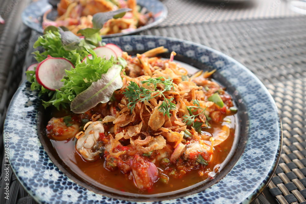 oyster salad, shell salad or Thai salad oyster salad, shell salad or Thai salad
