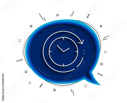 Time change line icon. Chat bubble with shadow. Clock sign. Watch symbol. Thin line time change icon. Vector