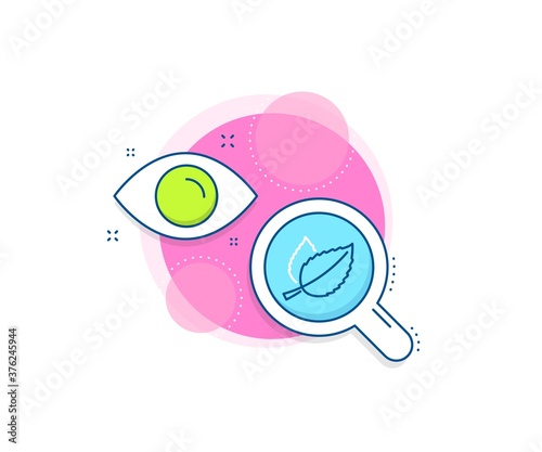 Herbal leaf sign. Research complex icon. Mint leaves line icon. Tea with Mentha symbol. Analytics or analysis banner. Mint leaves sign. Vector