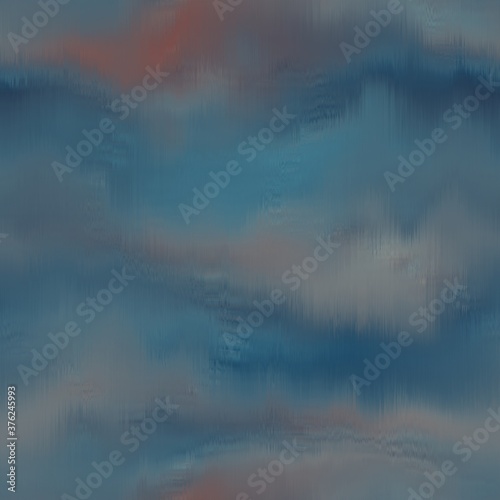 Blurry silk dark moody tie dye texture background. Wavy irregular bleeding wave seamless pattern. Athmospheric ombre distorted watercolor effect. Space dyed all over print photo