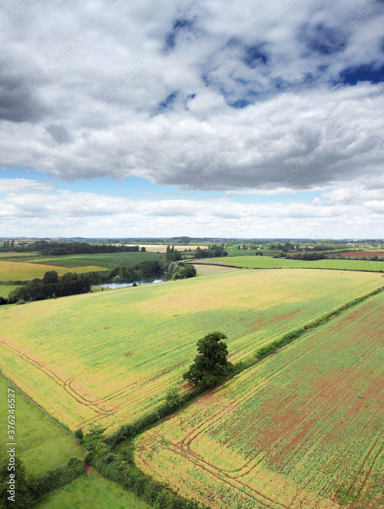 aerial view of farmland in the uk