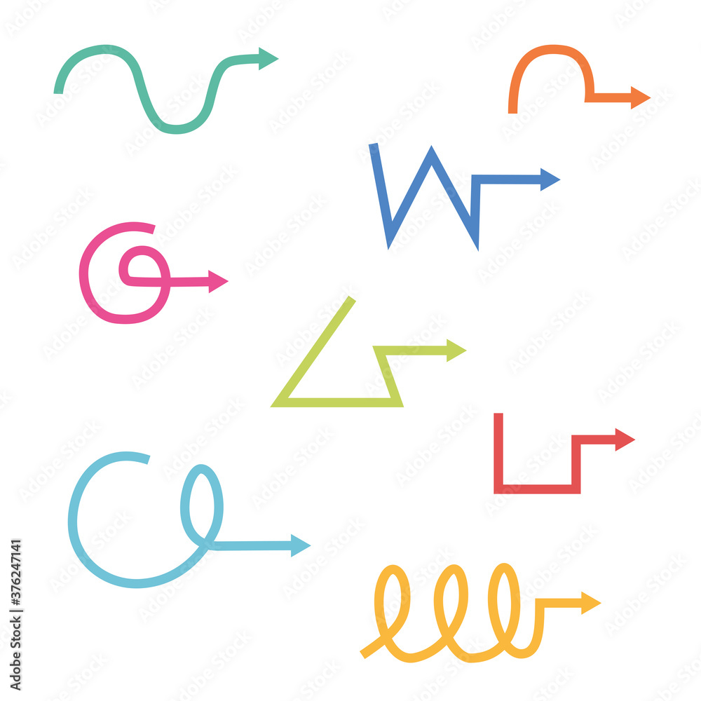 Conjunto de flechas negras dibujadas a mano de colores. Ilustración vectorial Conjunto de flechas negras dibujadas a mano de colores. Ilustración vectorial