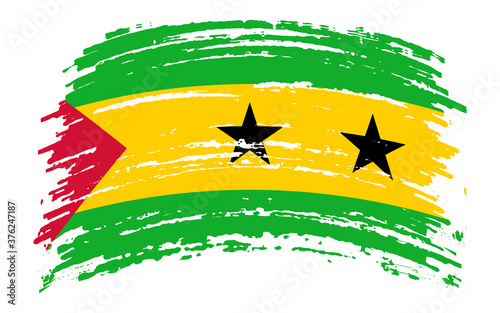 Sao Tome and Principe flag in grunge brush stroke, vector