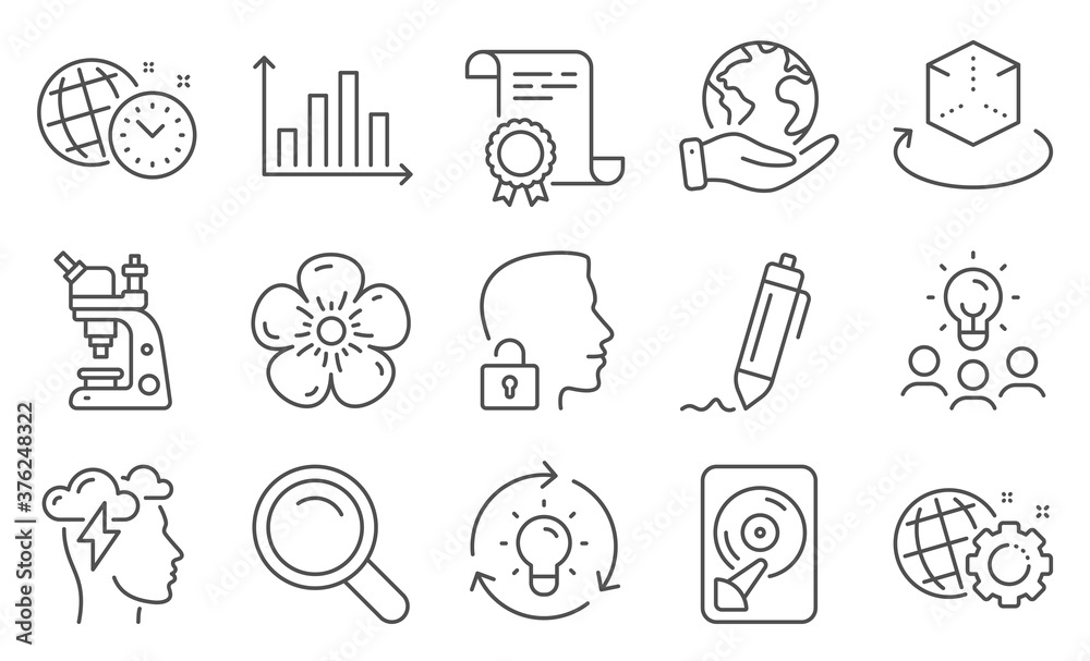 Set of Science icons, such as Time management, Unlock system. Diploma, ideas, save planet. Search, Idea, Microscope. Augmented reality, Signature, Seo gear. Vector Set of Science icons, such as Time management, Unlock system. Diploma, ideas, save planet. Search, Idea, Microscope. Augmented reality, Signature, Seo gear. Vector