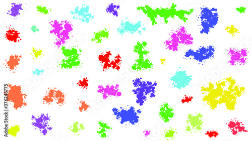 Color Set Spray Collection Different Paint Splatter And Blob Splash Blot Element With Different Shapes Vector Object Brush Design Style