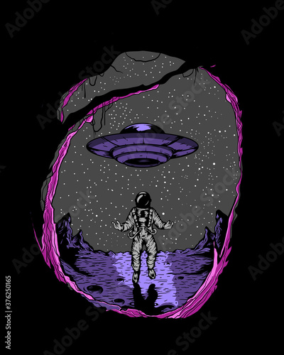 astronauts descending in to space illustration.