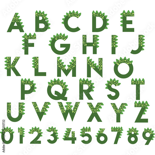 Dinosaur alphabet a-z numbers 0-9