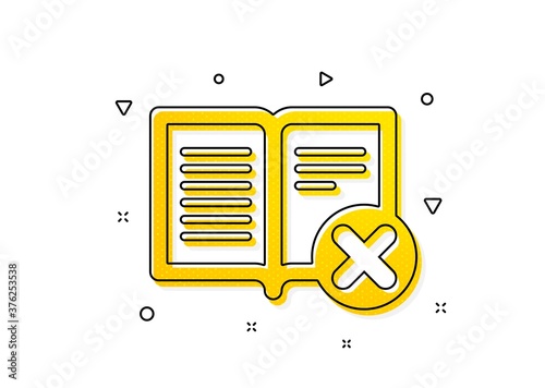 Decline read sign. Reject book icon. Delete article. Yellow circles pattern. Classic reject book icon. Geometric elements. Vector