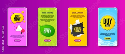 Special offer bubble. Phone screen banner. Discount banner shape. Sale coupon chat icon. Sale banner on smartphone screen. Mobile phone web template. Special offer promotion. Vector