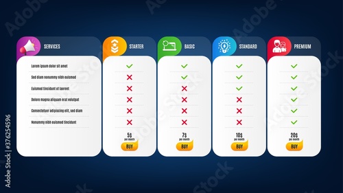 Inspiration, Couple and Recovery laptop icons simple set. Price list, pricing table. Shoulder strap sign. Creativity, Male and female, Backup data. Star rank. Business set. Vector