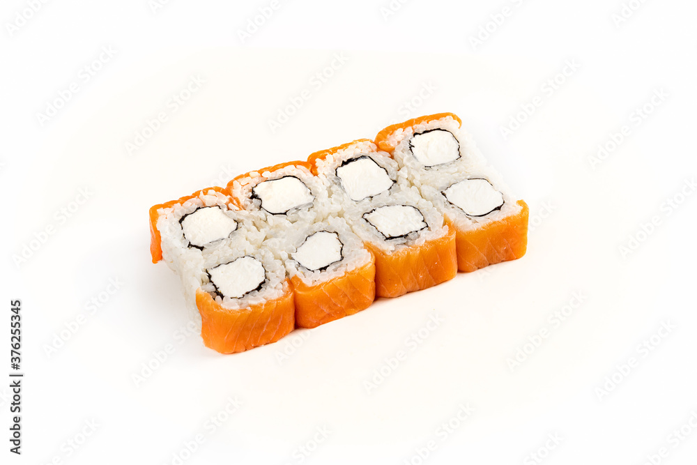 photo of sushi rolls on a white background photo of sushi rolls on a white background