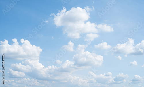Blue sky and white clouds background.Free space. Fresh day and the weather is bright.