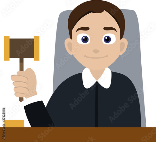 Vector illustration of emoticon of a male judge