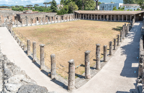 Quadriporch or Quadriportico dei Teatri or barrack of the gladiators (caserma dei gladiatori). Pompei or Pompeii ruins. Ancient Roman city in Pompei, Province of Naples, Campania, Italy photo