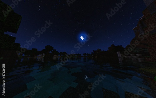 Paysage Minecraft Nuit