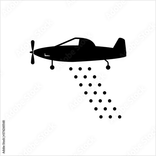 Crop Duster Icon, Aircraft Spray Pesticides Fertilizer On Crop