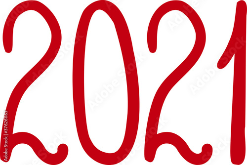 2021 vector numbers. Red numbers of new yaer on white. Isolated element.