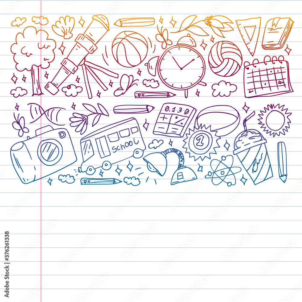 Imagination and creativity icons. School. Reading, chemistry, online education. Imagination and creativity icons. School. Reading, chemistry, online education.