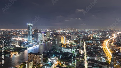Wallpaper Mural Time lapse of the Chao Phraya River and Bangkok Thailand at night with clouds overhead Torontodigital.ca