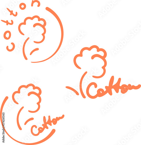 Set of three cotton labels. Hand drawn badges. Vector element.