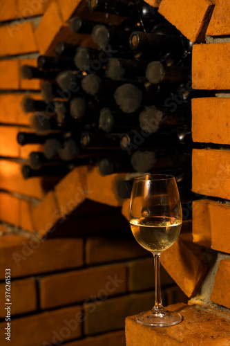 Wine cellar with archival wine, Znojmo region, Southern Moravia, Czech Republic photo