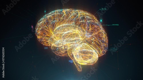 Futuristic human brain interface concept. Brain scan technology. Neurosurgery diagnostic photo