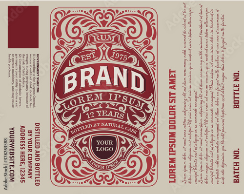 Gin label with floral ornaments