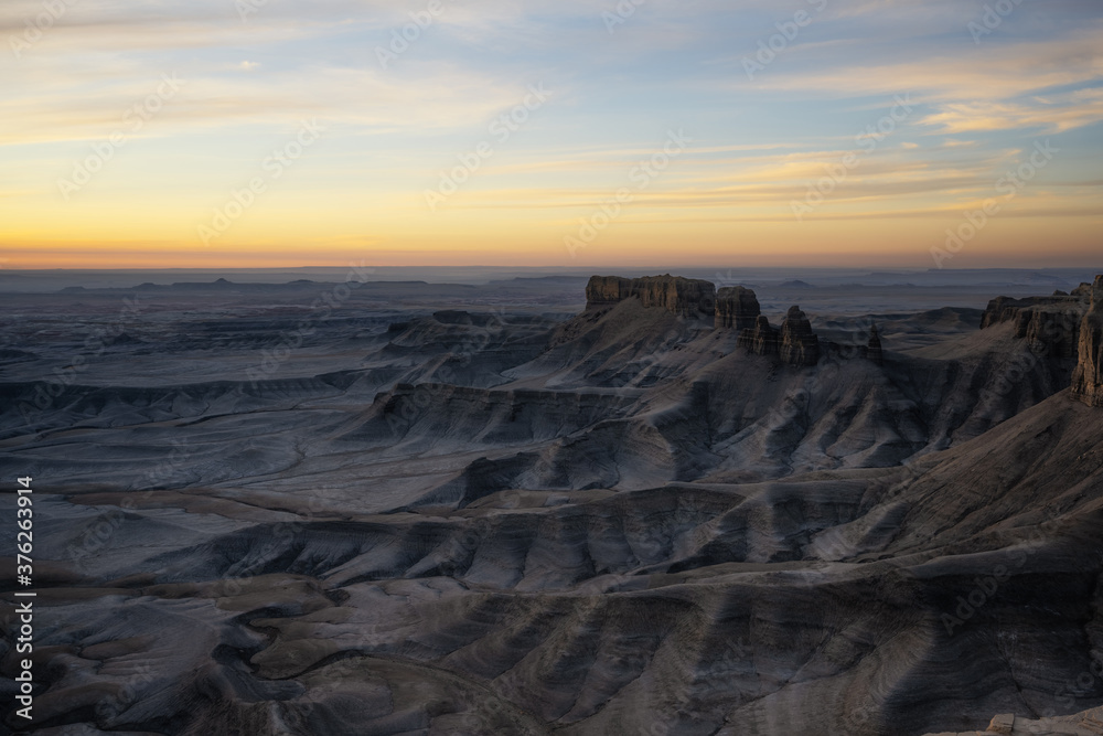 Blue Valley view at sunrise from Moonscape Overlook