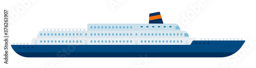 Marine liner, cruise ship making a tourist voyage and carrying passengers vector isolated.