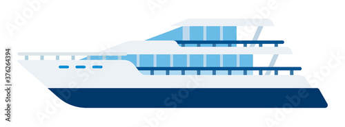 Motor yacht, fast ship for transporting people vector isolated.