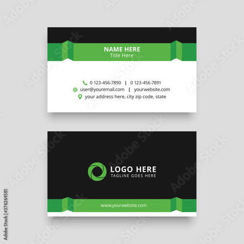 green ribbon style business card template