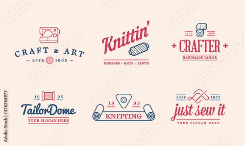 Vector Logo Design. Handmade, DIY, Craft, Tailoring and Knitting.