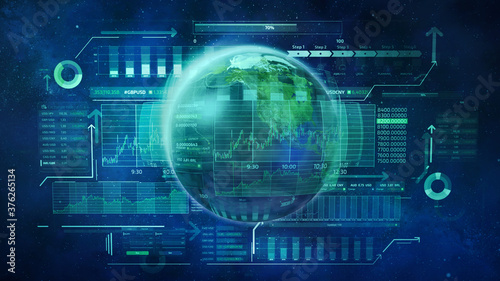 Tableau sur toile Illustration on the theme of global stock markets.