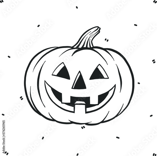 Vector halloween clipart pumpkin. Illustration for seasonal design, textile, decoration kids playroom or greeting card. Isolated sketch object. Flat vector illustration