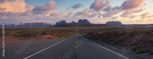 Sunset panorama from Forrest Gump View Point in Monument Valley