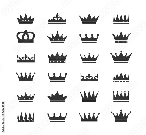 Set of crown icons. Collection of crown awards for winners, champions, leadership. Vector isolated elements 