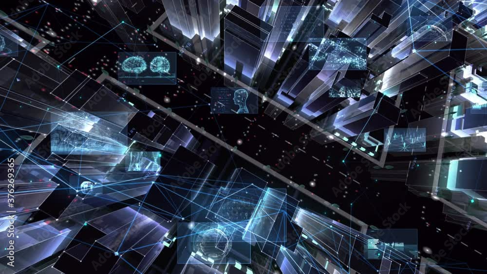 Digital Communication Network Technology Big data City Building Business Background