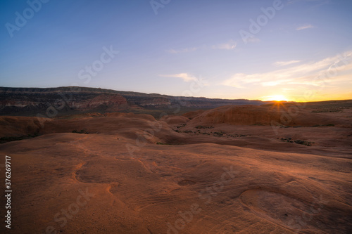Rocky hills at sunset in Escalante Utah