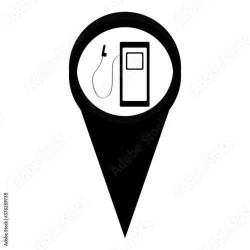 gas station pointer on a black map