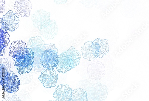 Dark Blue, Yellow vector doodle template with leaves.