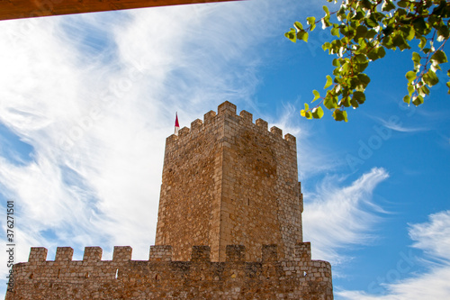 Castle of Alcala del Jucar, in the province of Albacete, Spain. Spanish medieval castle.