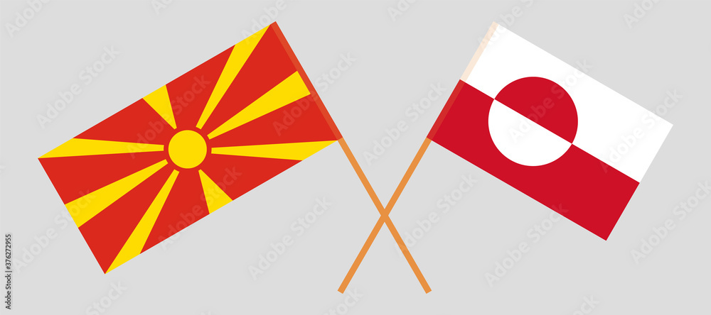 Crossed flags of North Macedonia and Greenland Crossed flags of North Macedonia and Greenland