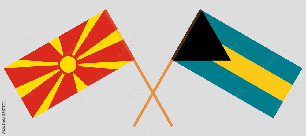 Crossed flags of North Macedonia and Bahamas Crossed flags of North Macedonia and Bahamas