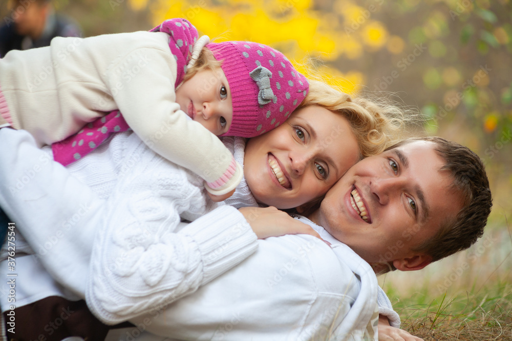 happy family in autumn park happy family in autumn park