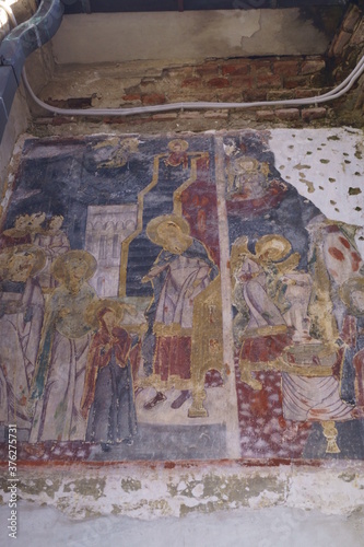 Fresco on the outer wall of the Saint Nicholas Church from Brasov Transylvania, Romania