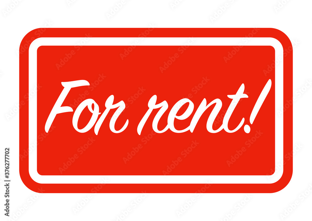 For rent sign illustration in white background For rent sign illustration in white background