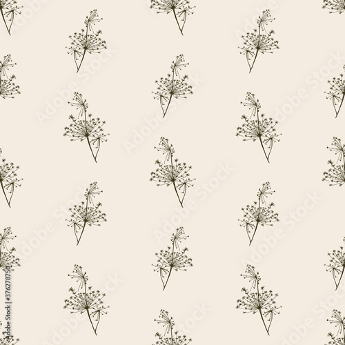 Seamless pattern of sketches umbrella flowers
